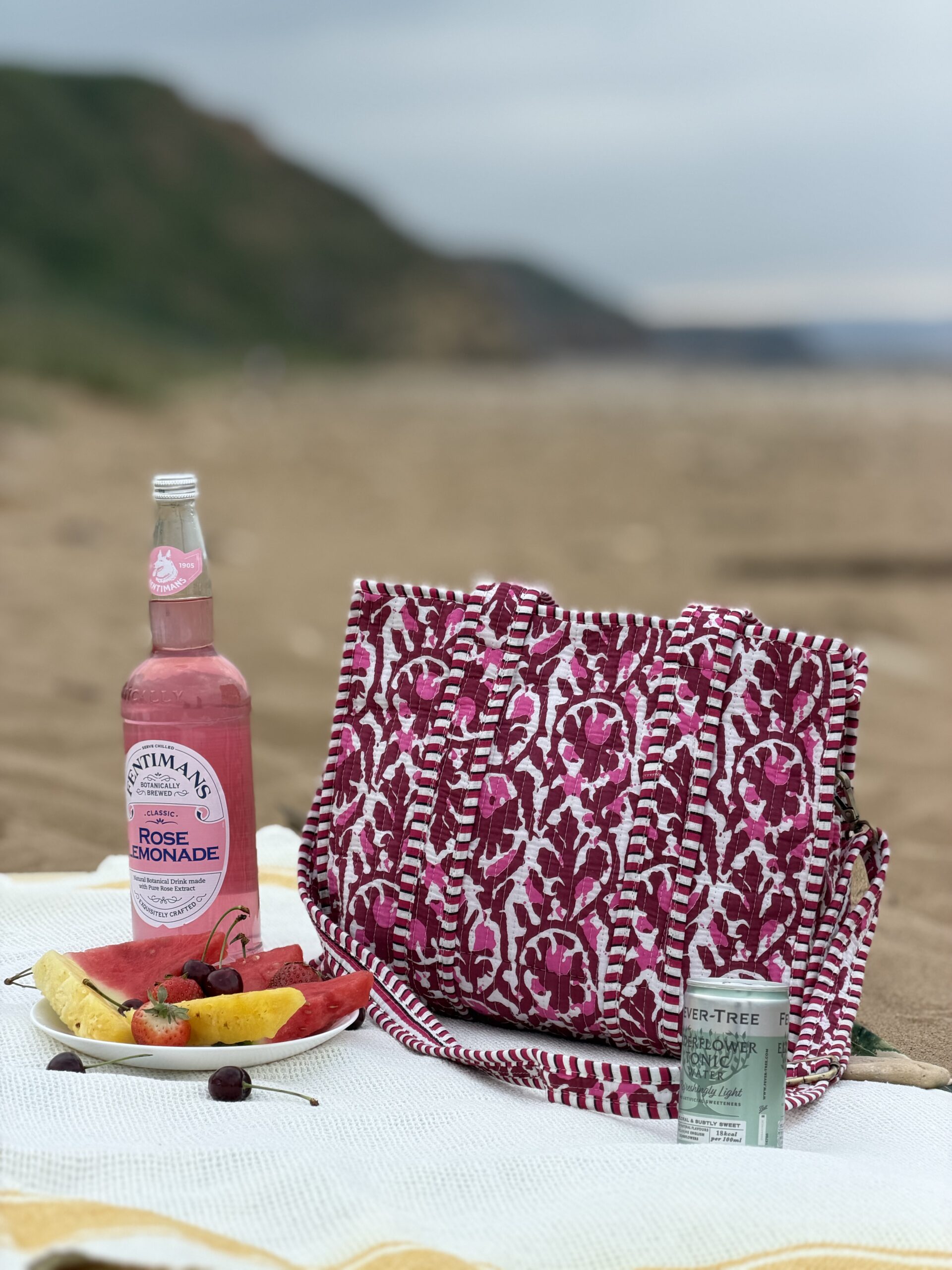 Pink Block Print mini tote bag