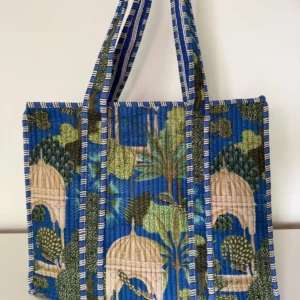 Deep Blue Peacock midi tote bag