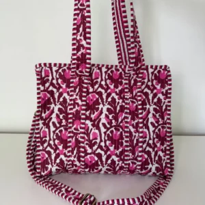 Pink Block Print mini tote bag