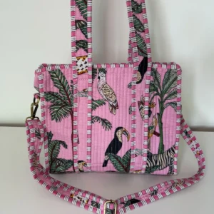 Pink Jungle mini tote bag