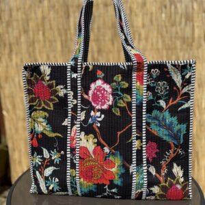 Midnight Botanica large tote bag